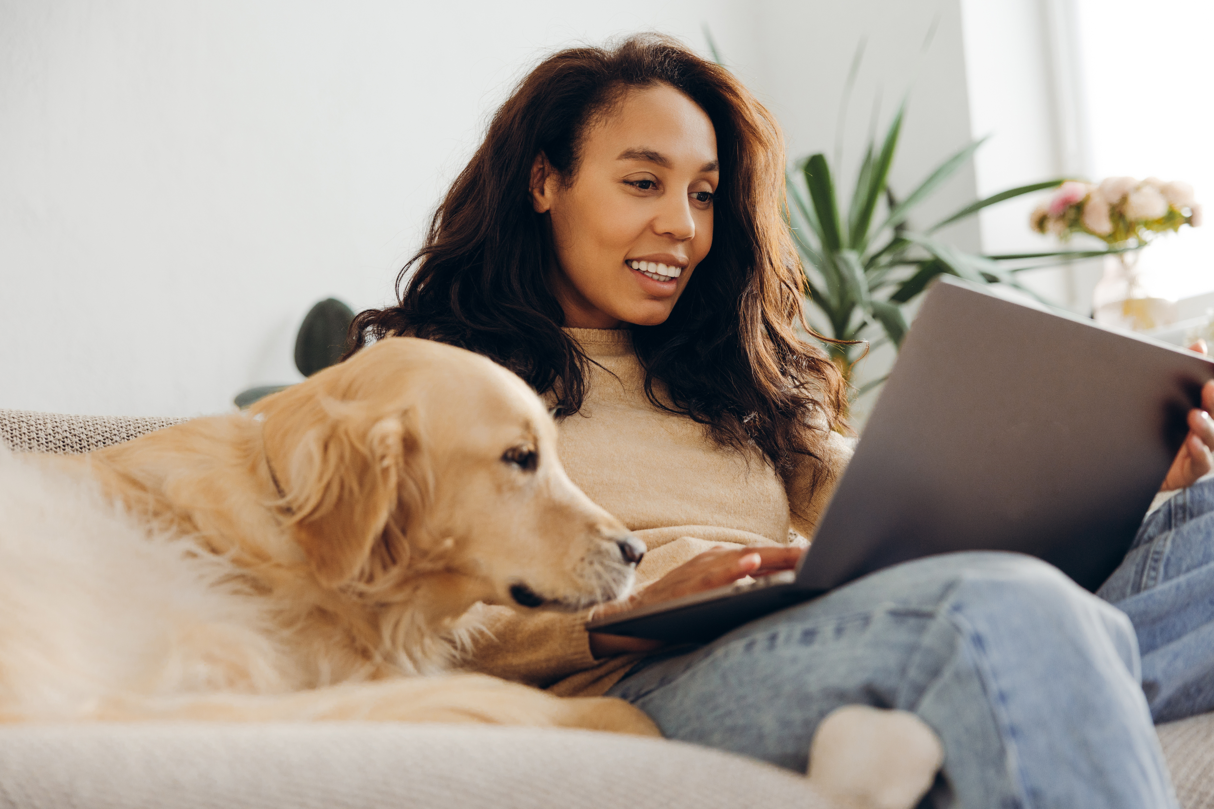 Person with a dog outdoors