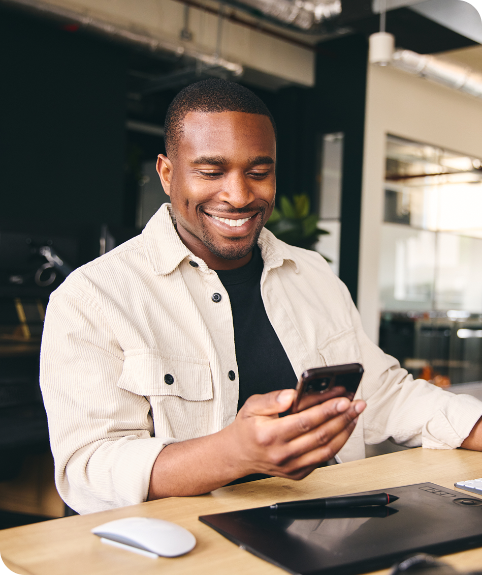 Professional reviewing benefits on a phone